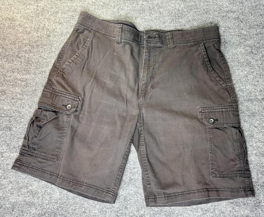 St Johns Bay Cargo Shorts Mens 40 Brown Comfort Stretch Canvas Casual Summer